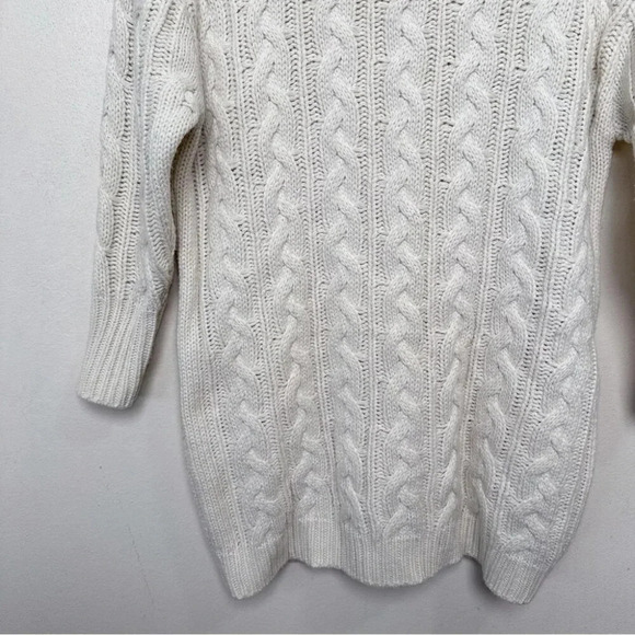 Dreamers Womens S/M Mock Neck Cable Knit  Chunky Sweater Dress Ivory Color - Picture 9 of 15